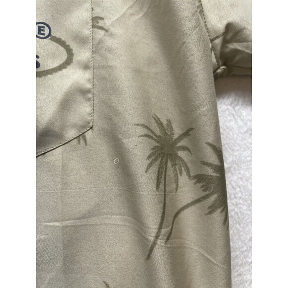 Las Vegas Palm Trees short sleeve button up MENS M Khaki Beige Retro - Picture 8 of 13